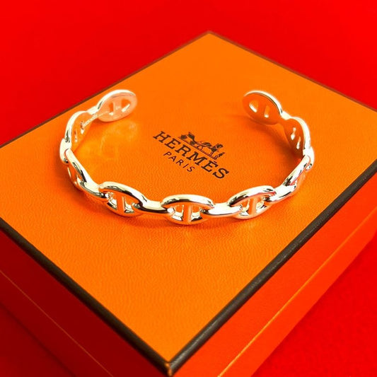 Hermes Enchene Bangle Silver 925 Bracelet Accessory 32192