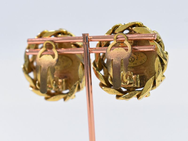 Authentic Chanel Coco Mark Rhinestone Earrings GP Gold Plated Coco Mark