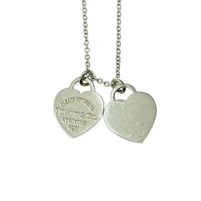 Tiffany & Co Silver Return to Mini Double Heart Necklace 3.0 g 925 Engraved