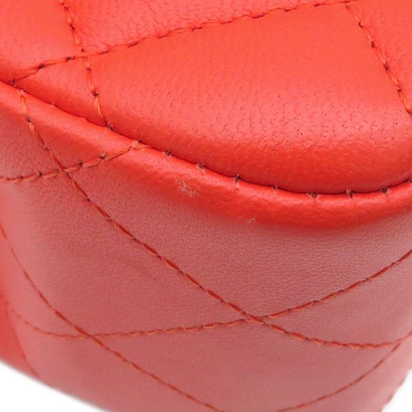 Chanel Shoulder Bag Mini Matelasse Chain Shoulder Lambskin Red Silver Hardware