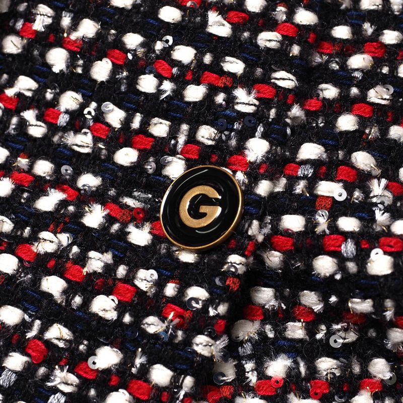 Gucci Skirt Size 42 Tweed Sequins Bit Hardware Belt Decoration Michele Period