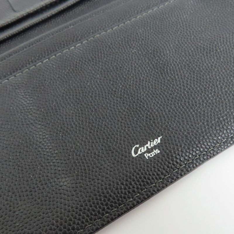Cartier Santos Bifold Bill Holder Leather Black Men's