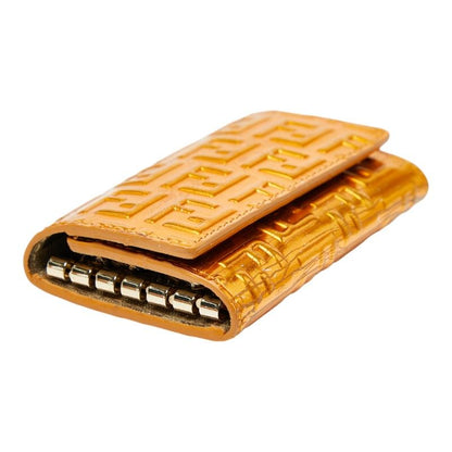Fendi Zucchino Key Case 6-ribbon 8ap002 Orange Leather Women's Fendi