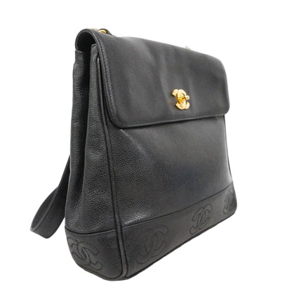 Chanel Shoulder Bag Triple Coco Caviar Leather Black Gold — view 2