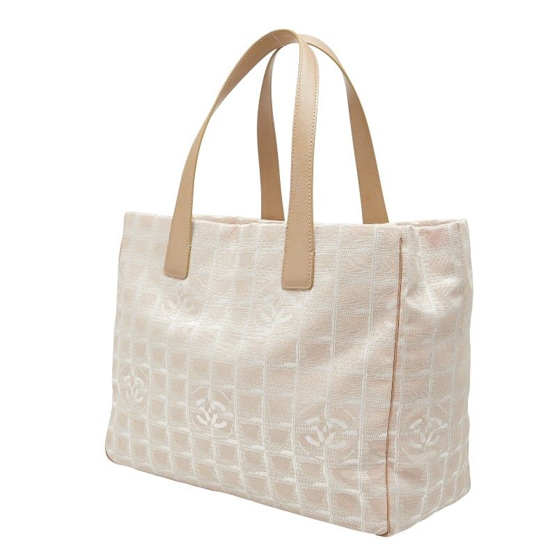 Chanel New Travel Line Beige Pink Nylon Leather Women's Chanel