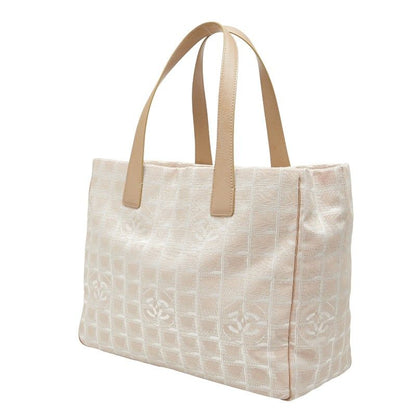 Chanel New Travel Line Beige Pink Nylon Leather Women's Chanel
