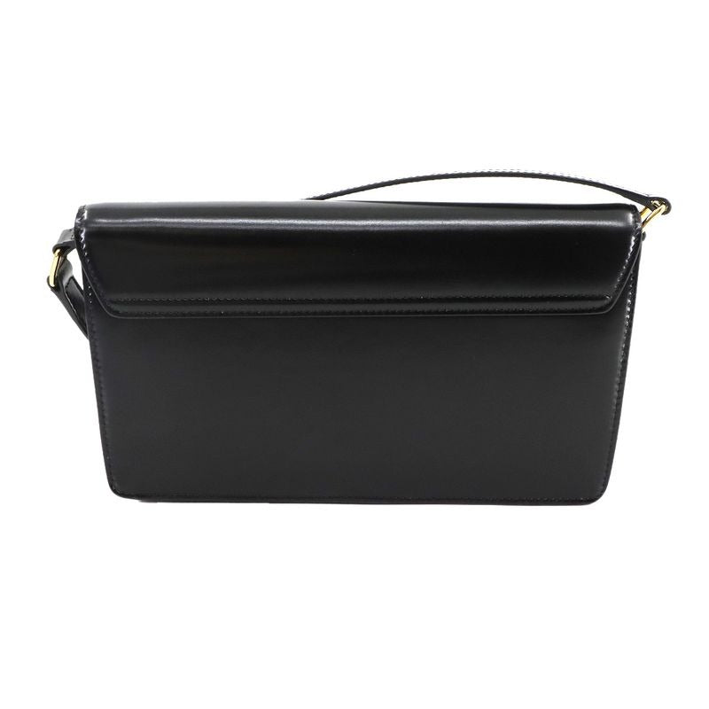Celine Triomphe Trapeze 2-Way Shoulder Clutch Bag Leather Black Gold Hardware