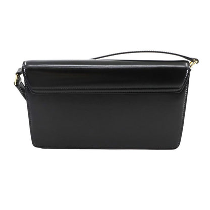 Celine Triomphe Trapeze 2-Way Shoulder Clutch Bag Leather Black Gold Hardware