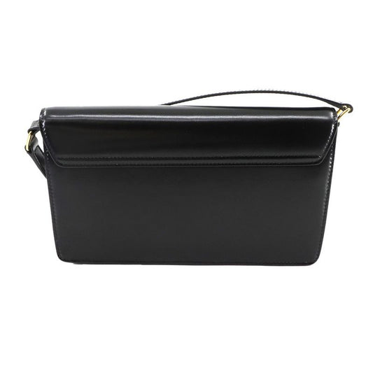 Celine Triomphe Trapeze 2-Way Shoulder Clutch Bag Leather Black Gold Hardware