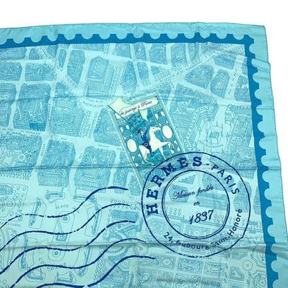 Hermes Carre 90 Silk Scarf de Passage a Paris Blue Box — view 4