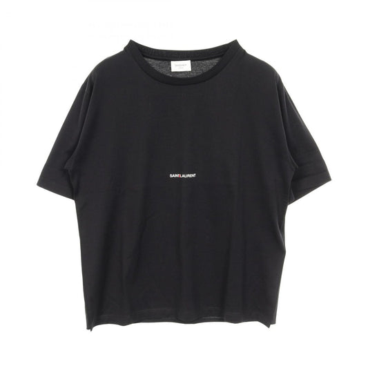 Saint Laurent Paris Top Mini Logo Black Cotton T-Shirt