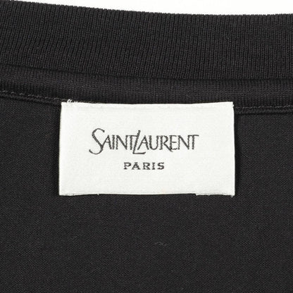 Saint Laurent Paris Top Mini Logo Black Cotton T-Shirt — view 3