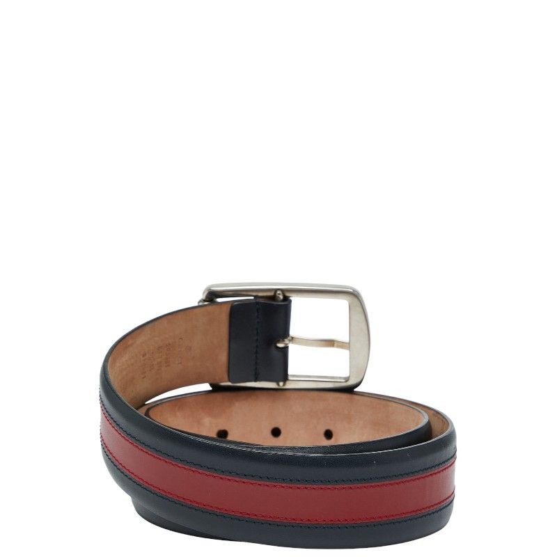 Gucci Sherry Line Belt Size: 90 36 295331 Navy Red Leather Men's Gucci