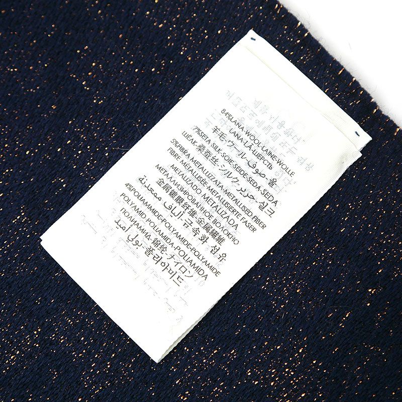 Gucci Scarf 479763 Metallic GG Navy Wool