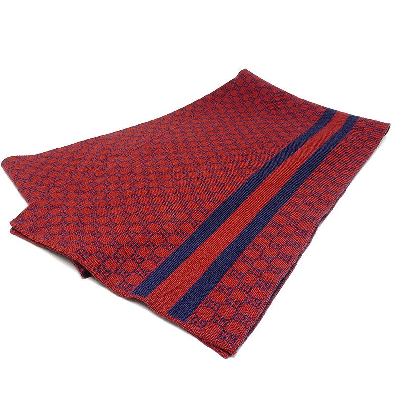 Gucci 438253 3g206 6268 Scarf GG Pattern Red X Navy Unisex *outlet