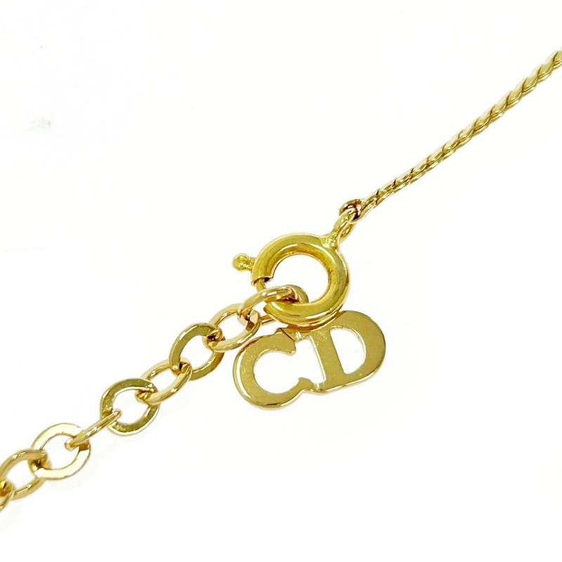 Christian Dior GP Rhinestone CD Logo Necklace Women's Gold 478556 Necklace