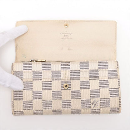 Louis Vuitton Damier Azure Portefeuille Sarah Long Wallet N61735 Ivory Made In