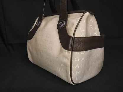 Bvlgari Canvas And Leather Handbag Mini Boston Women Beige And Brown Av7598