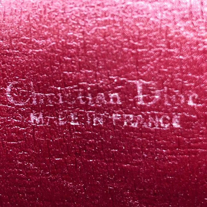 DIOR Pouch Red Gold And Beige Canvas Trotter Clasp Small Pouch Women's