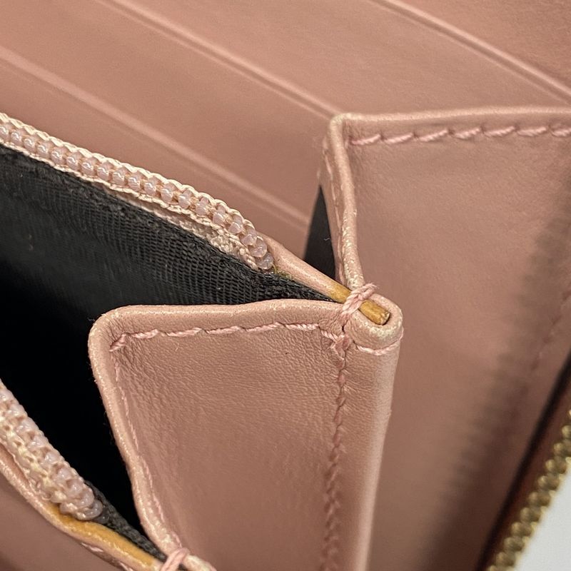 Gucci Long Wallet Micro Guccissima 449391 Leather Pink Chien Pan Gold Hardware