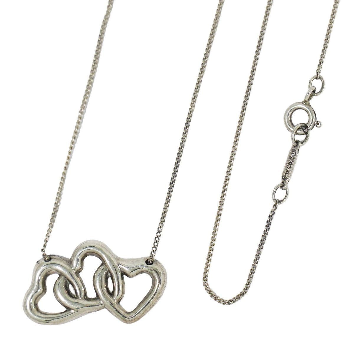 Tiffany & Co Triple Heart 925 Necklace Pendant Silver