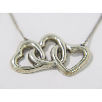 Tiffany & Co Triple Heart 925 Necklace Pendant Silver — view 4