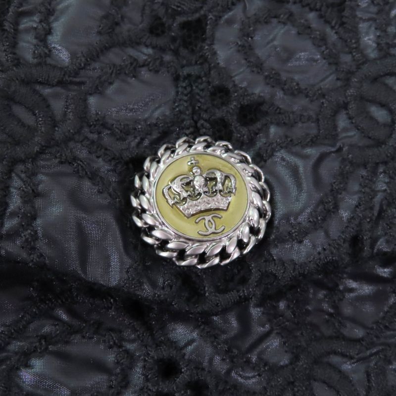 CHANEL 08A P33424 Little Black Dress With Crown Coco Buttons Coco Mark Embroider