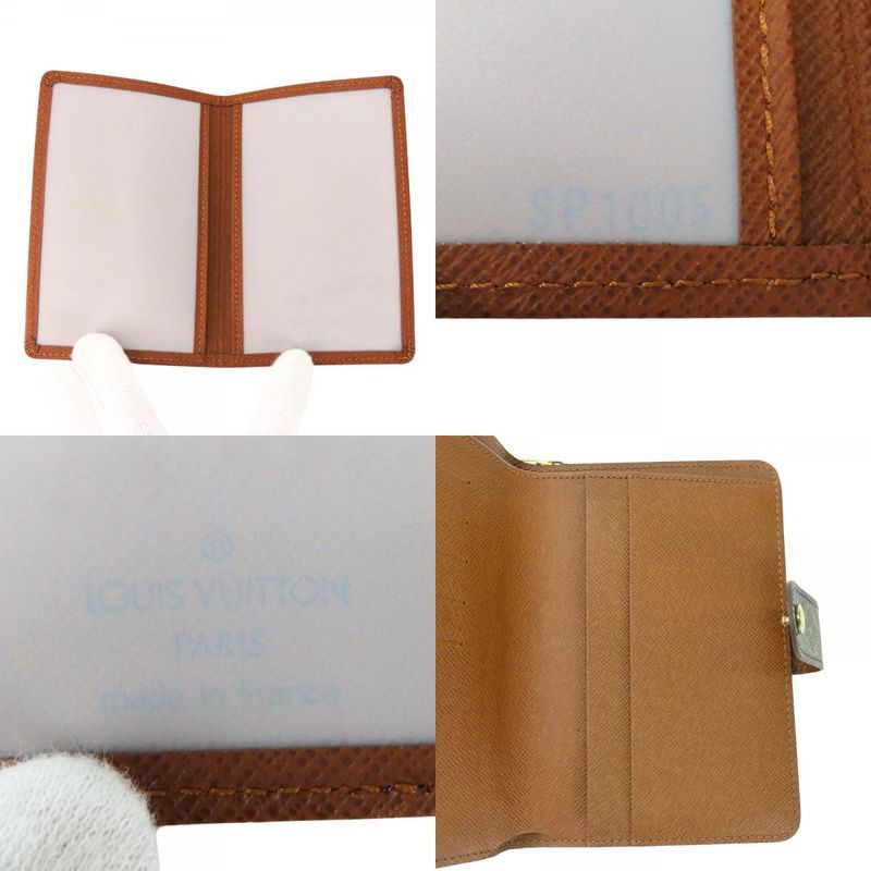 Louis Vuitton Bifold Wallet Porte Papier M61207 Monogram Brown Gold Hardware