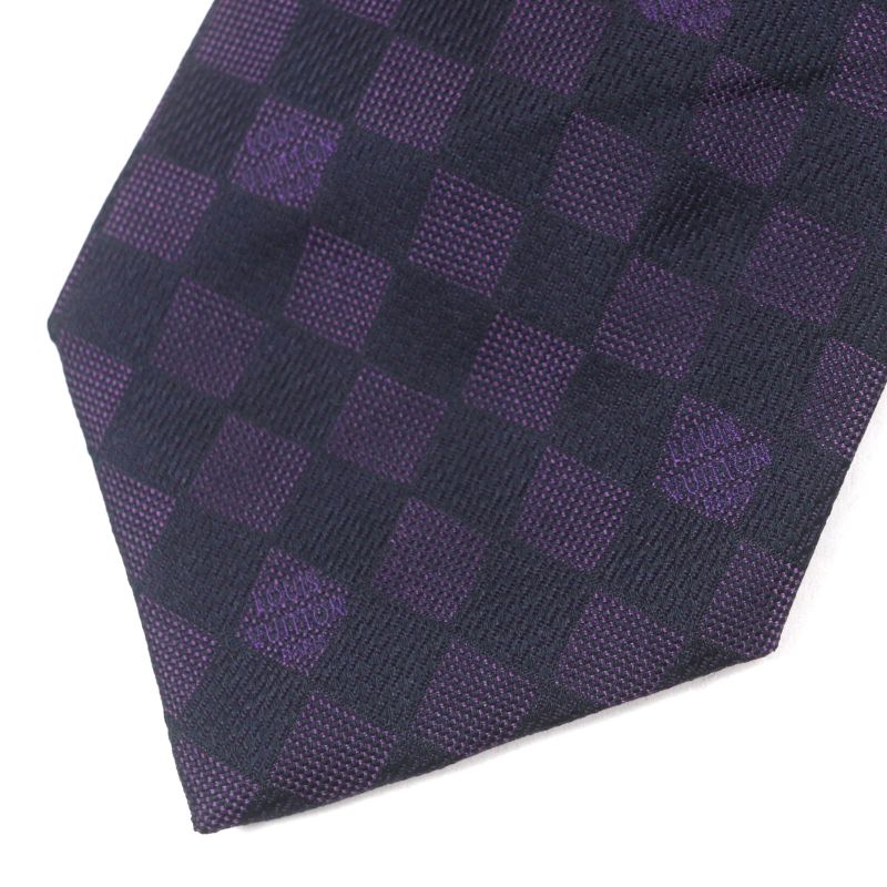 Louis Vuitton Silk Damier Monogram Set Of Two Ties Neckties Gray Made In Italy