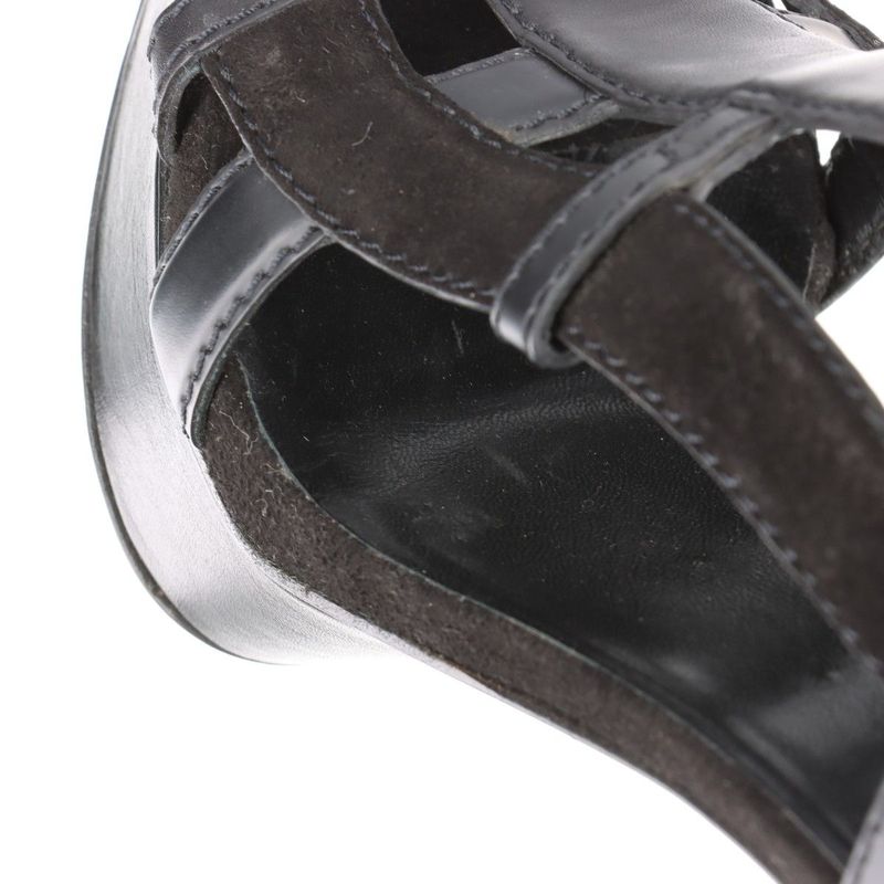 Gucci Leather Sandals Women's 34 1 2 241464 Black Made In Italy