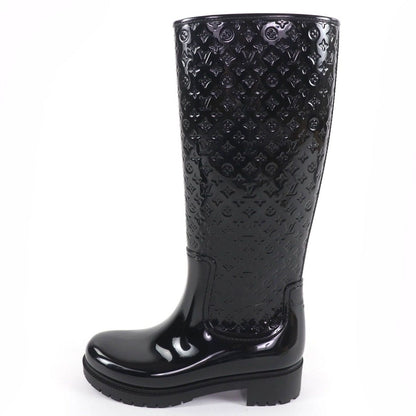 Louis Vuitton Splash Line Monogram Rubber Rain Boots Long Black — view 4