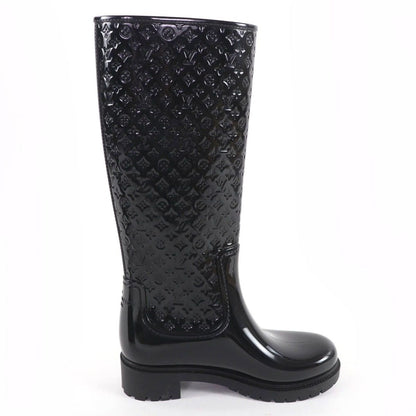 Louis Vuitton Splash Line Monogram Rubber Rain Boots Long Black — view 5