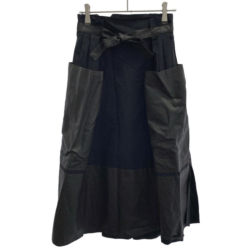 Balenciaga 13 SS Cotton Poplin Linen Design Skirt Tcb21 Black Brown 34