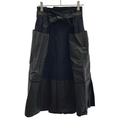 Balenciaga 13 SS Cotton Poplin Linen Design Skirt Tcb21 Black Brown 34