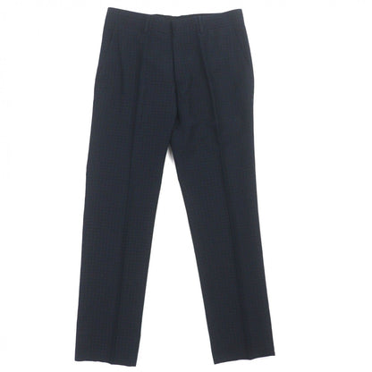 Hermes Cotton Linen All Over Pattern No Tuck Pleated Trousers Pants