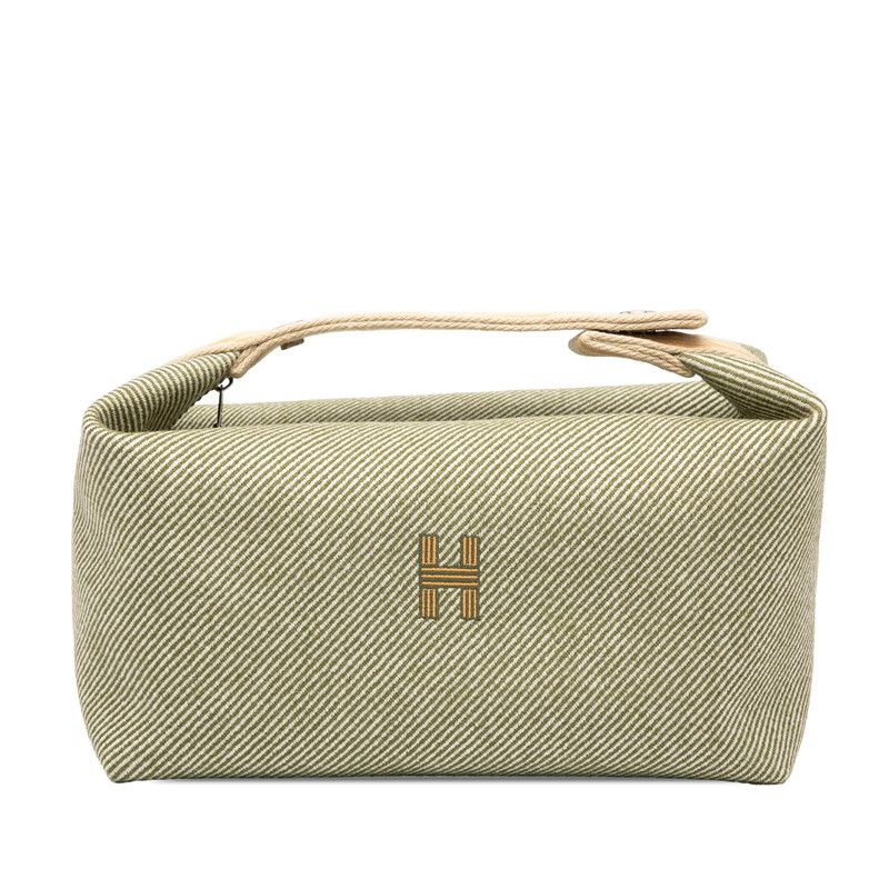 Hermes Brid-a-brac GM Khaki Green Silver Hardware Canvas Women Hermes