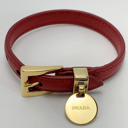 Prada Leather Red X Gold Hardware Bracelet with Box