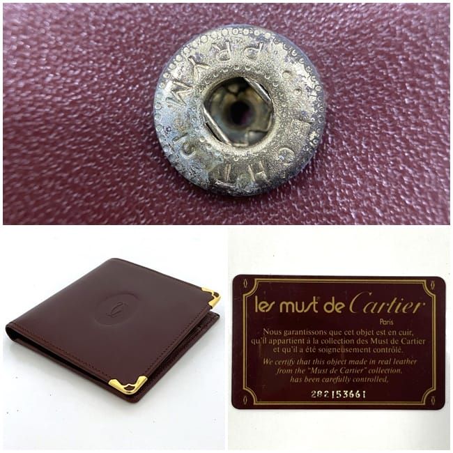 Cartier Bifold Wallet Bordeaux Must Excellent Condition Preowned Leather