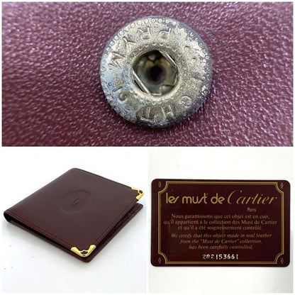Cartier Bifold Wallet Bordeaux Must Excellent Condition Preowned Leather