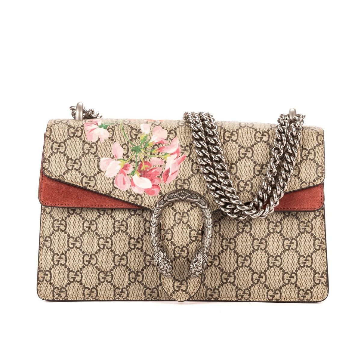 Gucci Blooms Dionysus Beige Burgundy Supreme Canvas Shoulder Bag