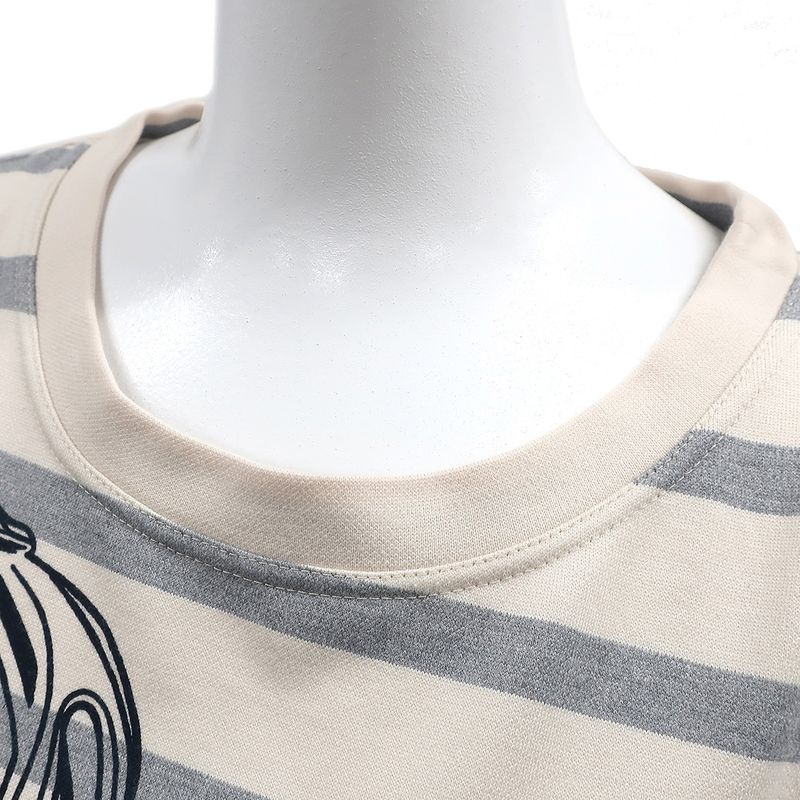 Hermes Short Sleeve T-Shirt Straight T-Shirt Cotton Ivory X Gray X Black 34