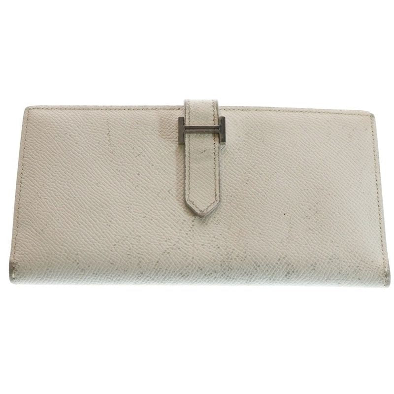 Hermes Bearn Souffle Long Wallet Card Case Silver Hardware