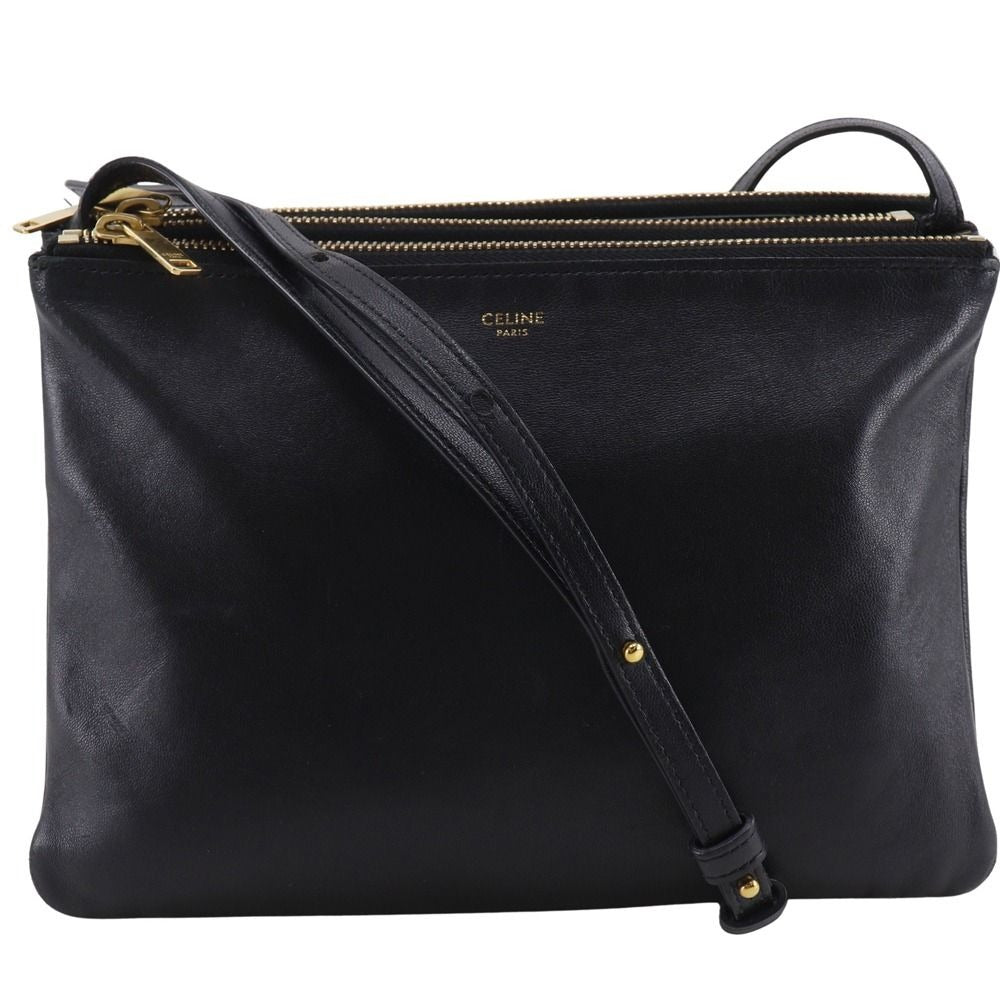 Celine Trio Large Calf Black Shoulder Bag
