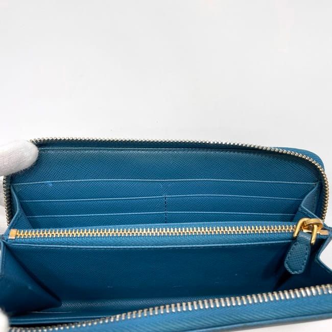 Prada Round Zipper Long Wallet Blue Cobalt 1m0506 Excellent Condition Wallet