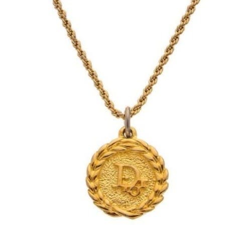 Christian Dior Vintage Gold Plated Necklace Medallion