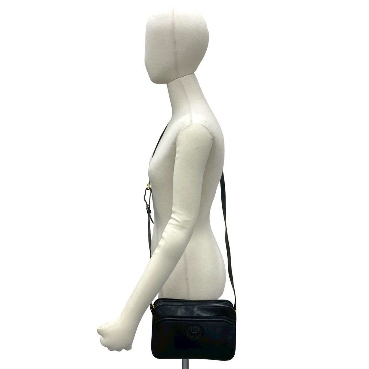 Gucci Vintage GG Logo Leather Mini Shoulder Bag Pochette Crossbody Black — view 2
