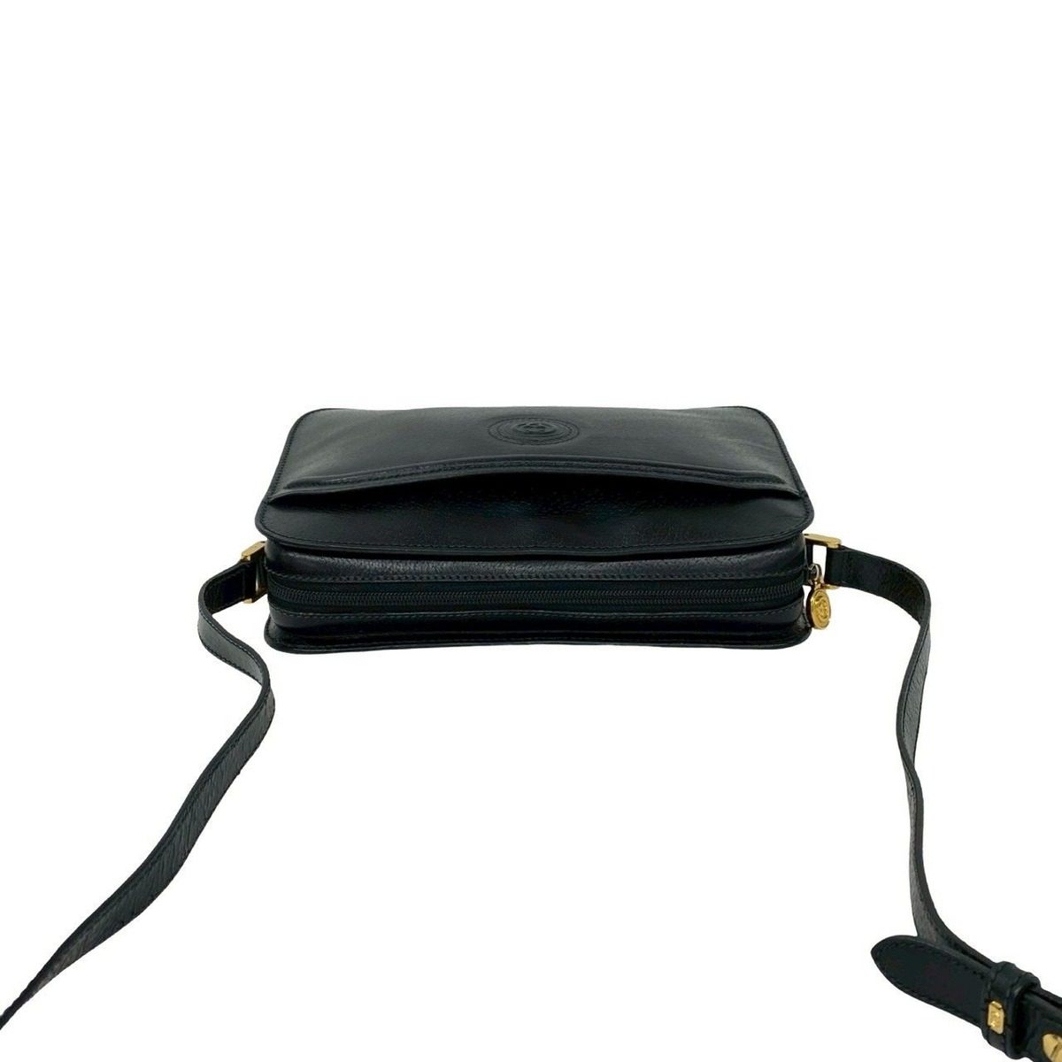 Gucci Vintage GG Logo Leather Mini Shoulder Bag Pochette Crossbody Black — view 4
