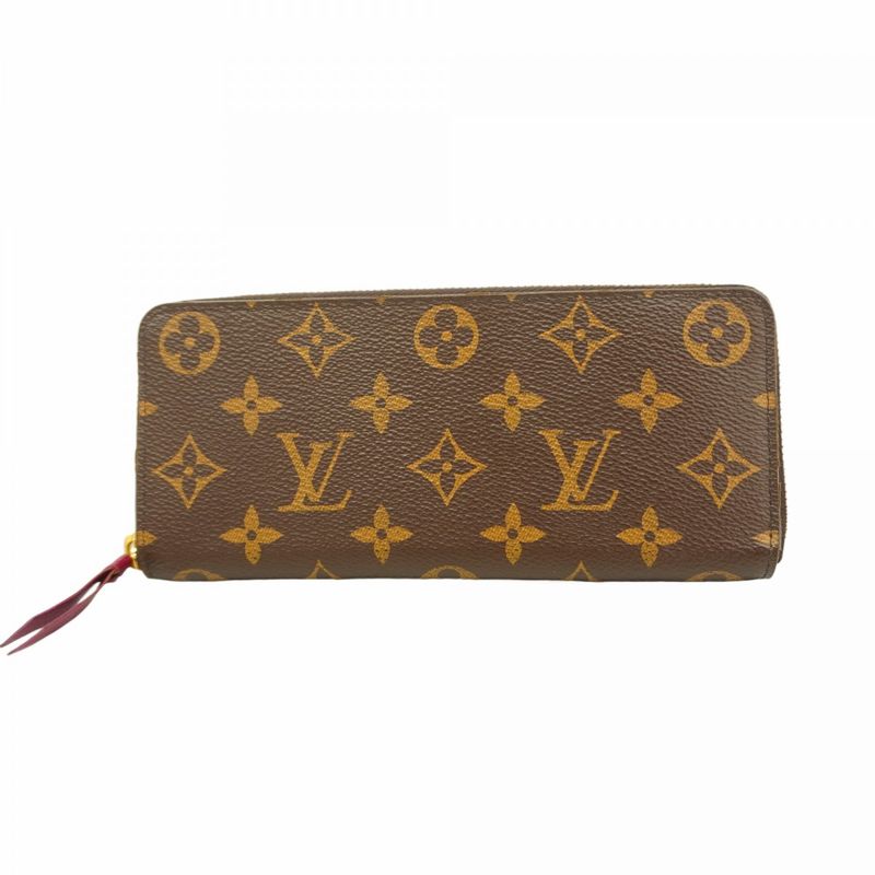 Louis Vuitton Long Wallet Monogram Portefeuille Cles Mance M60742 Fuchsia Ladies