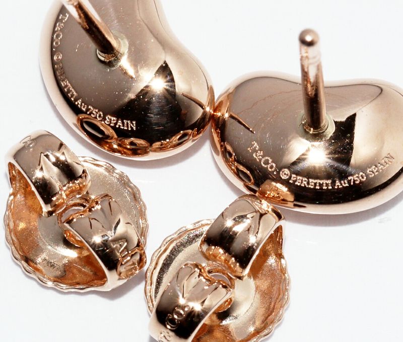 Tiffany & Co Earrings 18K Pink Gold Elsa Peretti Beaded Earrings 9mm (035in)