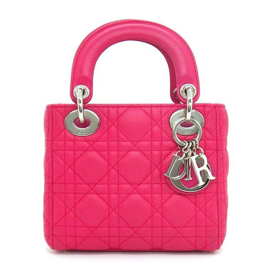 Dior Shoulder Bag Lady Mini Pink Cannage Lambskin Silver
